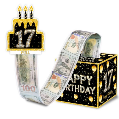 #ad 17th Birthday Money Gift Boxes for Cash Seventeen Years Old Pull Box Party $20.21