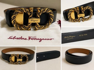 Salvatore Ferragamo || Tan Leather Belt Gold‎ Bridle Horsebit Accents Equestrian Salvatore Ferragamo Leather Brown Belts for Women for sale  main image 4