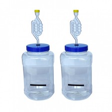 Wide Neck Plastic Demijohns, Airlocks & Temp Strips - 5 Litre - Pack of 2