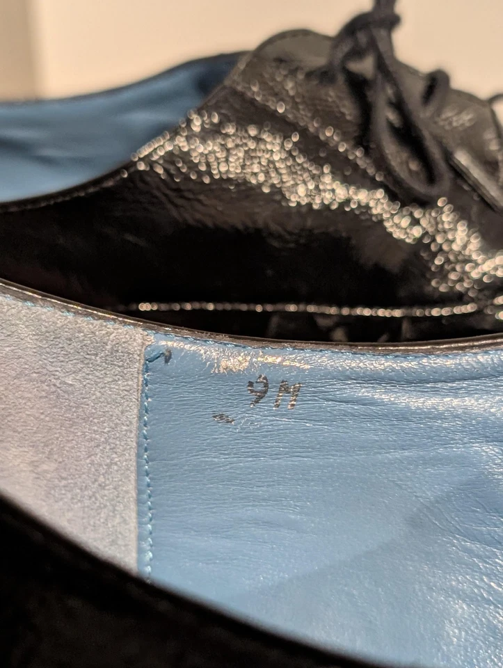 Zapatos Biala para mujer talla 9M charol negro con cordones Oxford hechos en Italia Foto 3 de 4