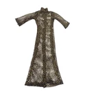 Vintage Barbie Doll Fashion Dress Black Gold Metallic Mesh Glam Disco Gown Mod