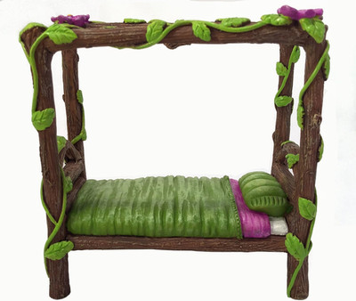 Miniature Fairy and Baby Gnome Bed - 4-Post Miniature Bed for Your Gnome Garden,