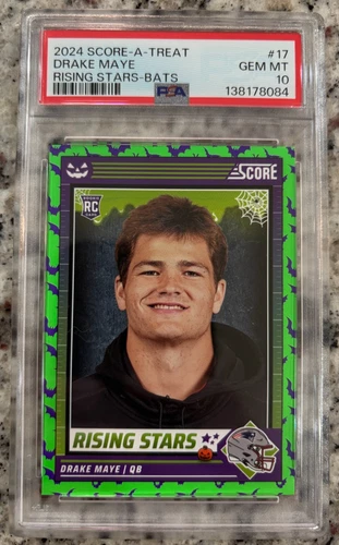 7832 Drake Maye 2024 Panini Score A Treat #17 Green Bats Rising Stars RC PSA 10