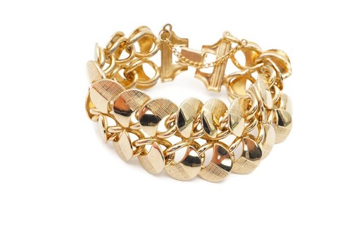 Vintage Bracelet Gold Tone 7.25" D4