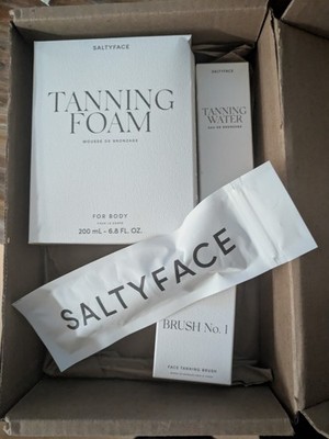 Salty Face Tanning Kit Includes Foam For Body Water For Face With Brush Med-Dark