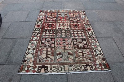 Vintage Handgeknüpfter Traditioneller Orientteppich Wolle Weiß Rosa Groß 187x124cm