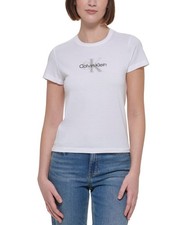Calvin Klein Jeans Women's Blur-Logo Graphic T-Shirt, White, sz L