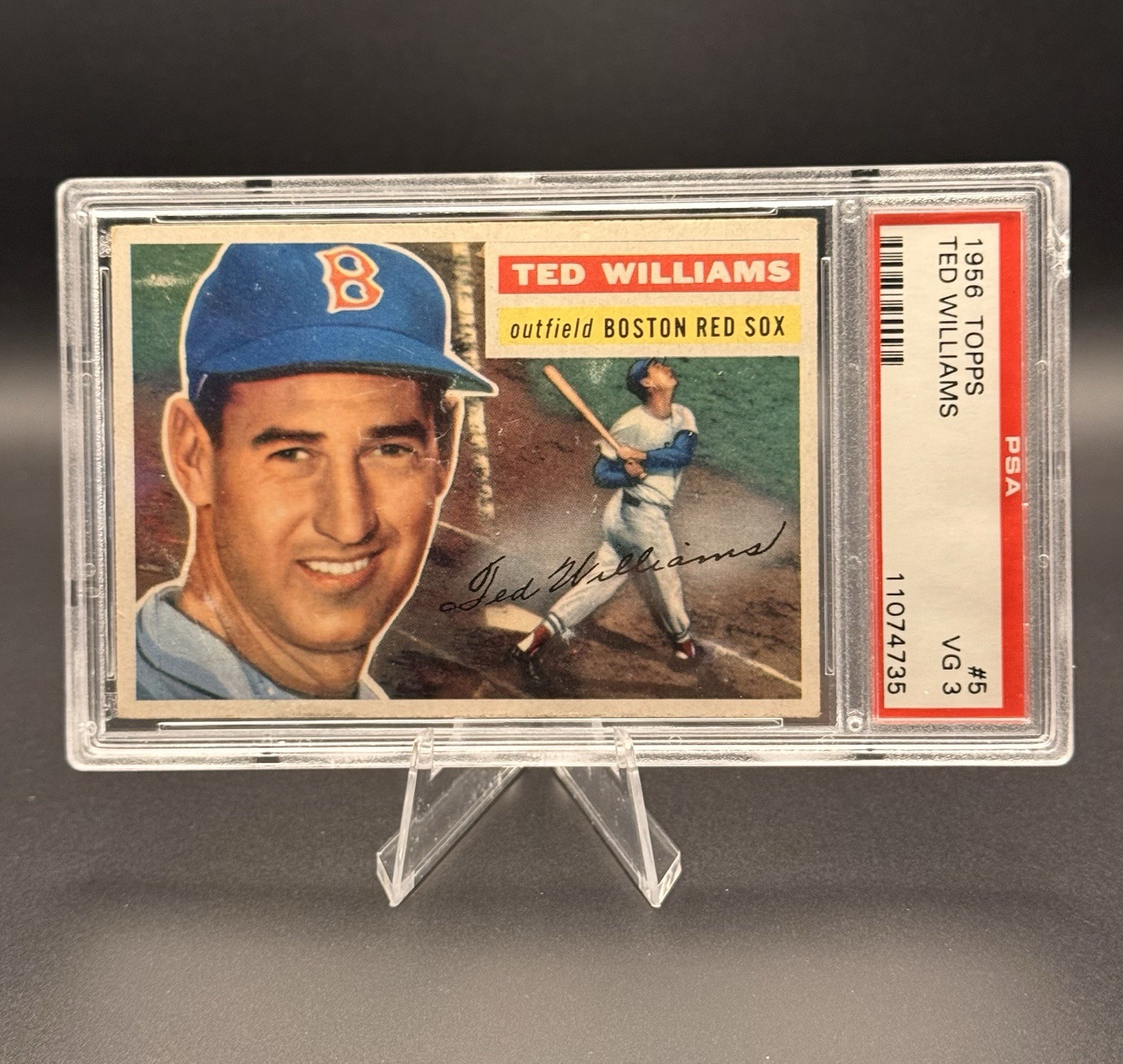 1956 Topps Ted Williams #5 Gray Back PSA 3 🔥 Vintage Hall of Fame Classic! view 2