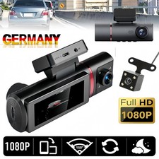 3-Kanal Dashcam Auto Vorne und Innen mit Akku 1080P Dash Cam Nachtsicht G-Sensor