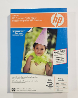 HP Premium Photo Paper For Inkject Printers Glossy 4 x 6 | 60 Sheets NEW