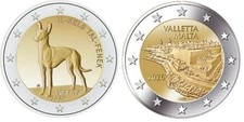 2 x 2 euro Malta 2026 : La Valletta e il cane faraone : prelevato da rotolo