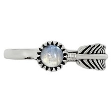 Natural Rainbow Moonstone - India 925 Sterling Silver Ring s.5 Jewelry R-1042