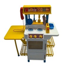 Vintage 1970s Fisher Price Fun Food Kitchen Oven Play Set Stove Phone Sink Spray