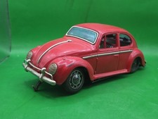 Vtg Taiyo VW Volkswagen Beetle Bump-N-Go Battery Op Tin 9" Japan Parts/Repair