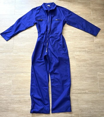combinaison T46/48 bleu de travail ouvrier zippée poches 65% coton vintage 724/ - Photo 1/4