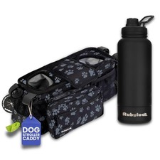 rubyloo Dog Stroller Caddy Organizer Paw Print  32 oz Insulated Water Bott...