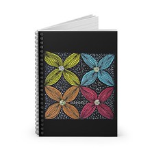 Colorful Flower Pattern Spiral Notebook  Ruled Line