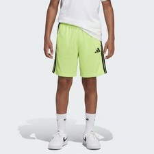 Adidas Boys Pulse Lime Green 3S ESS Mid Thigh Mesh Athletic Shorts L 14/16 NEW