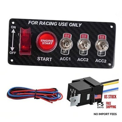 BARTOO Racing Car Ignition Switch Panel, DC 12V 5 in 1 Car Engine Start 5 Gang