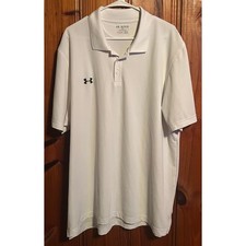 Under Armour men  s polo shirt white/black short sleeve size 2XL loose