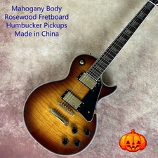 High Quality LP Electric Guitar :Gold Parts HH Pickups Fixed Bridge 6-String