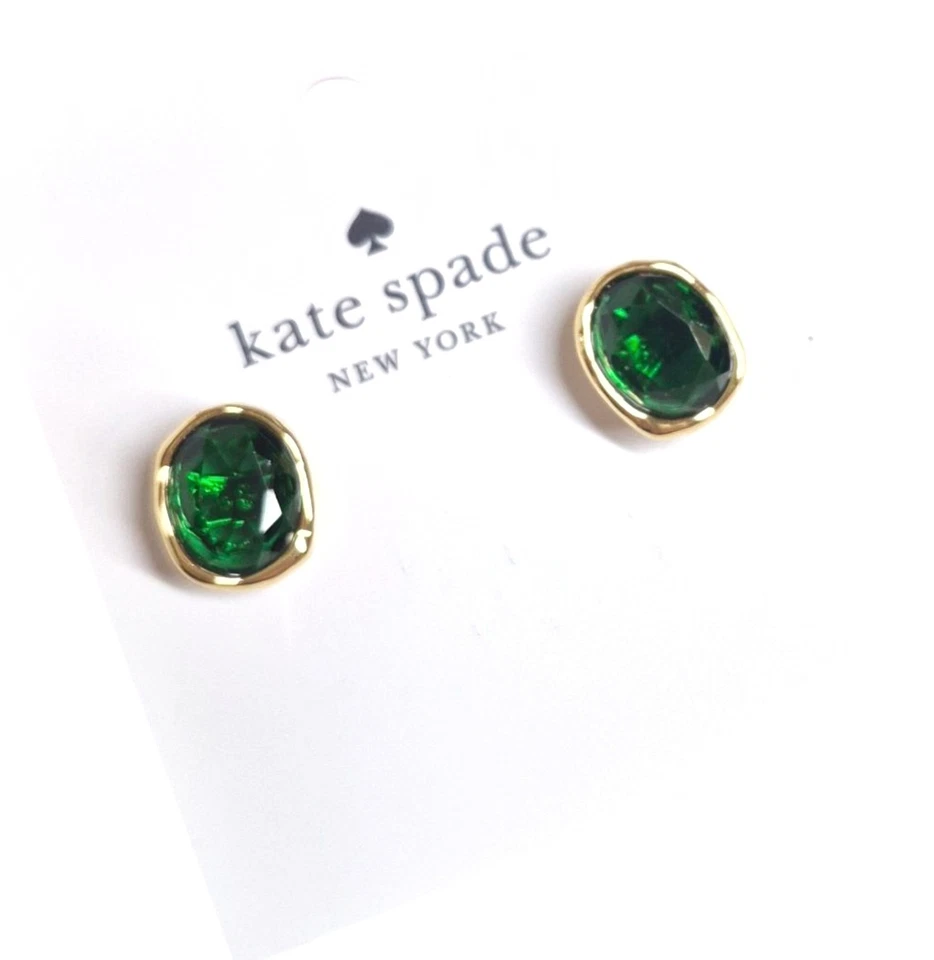 Pendientes Kate Spade Alto Brillo Verde Esmeralda Circonita Cúbica Latón KN100 Nuevos Foto 3 de 4