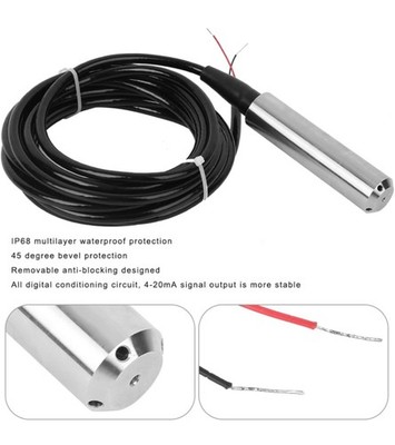 #234  Submersible Level Sensor 4-20mA, DC24V 316L Stainless Steel Input Liquid