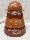 VTG Pyrex Autumn Harvest Wheat Mixing Bowl Set 404,403,402,441