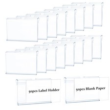 50pcs Labels for Storage Bins Plastic Label Clip Basket Labels Clip On Wire