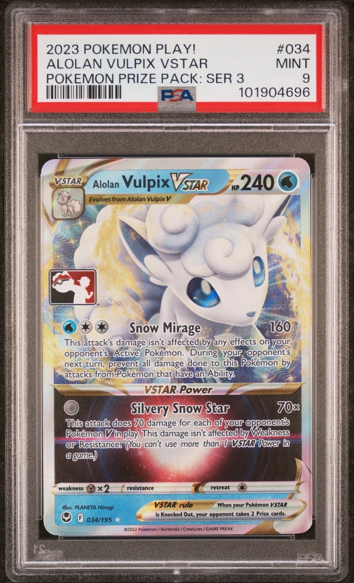 PSA 9 Alolan Vulpix Vstar #034 2023 Pokemon Play! Prize Pack