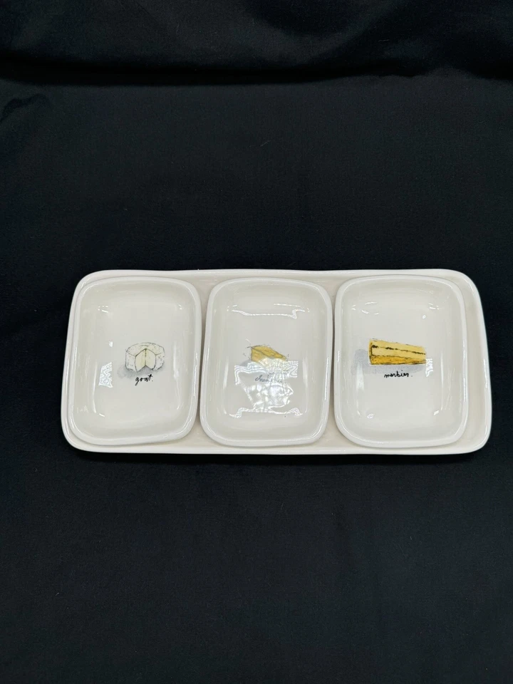 JUEGO Rae Dunn de Magenta - Bandeja de Queso + 3 Platos de Aperitivo Usado Foto 2 de 4