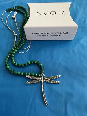 NEW AVON DRAGONFLY Beaded Pendant Necklace Short To Long Necklace