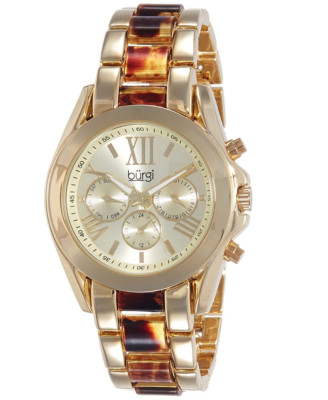 Burgi BUR094YG Women's Gold Tortoise Watch 3037