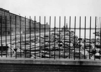 Confiscated boats which were calculated for the bootlegging Detroi- Old Photo