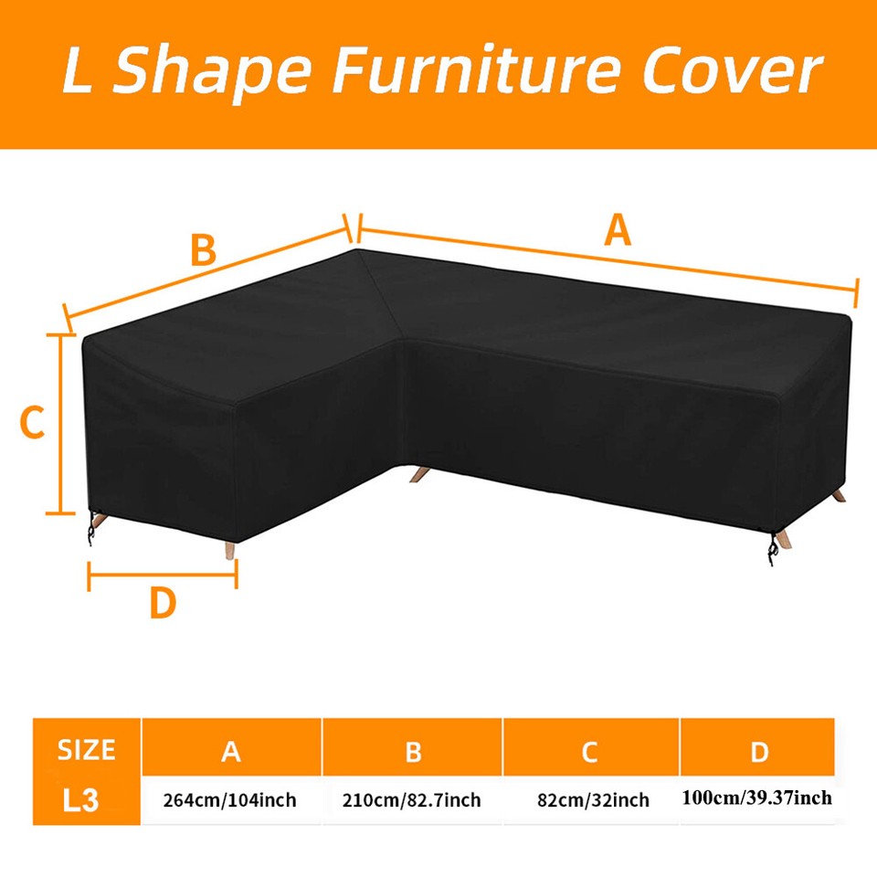 Rattan Corner Sofa Cover L Shape Garden Furniture Protector Outdoor