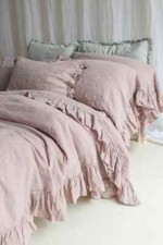 Linen duvet cover, Bohemian duvet pillowcases, Ruffled bedding duvet cover