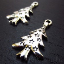 Christmas Tree Wholesale Antiqued Silver Plated Charms C6185 - 10, 20 Or 50PCs