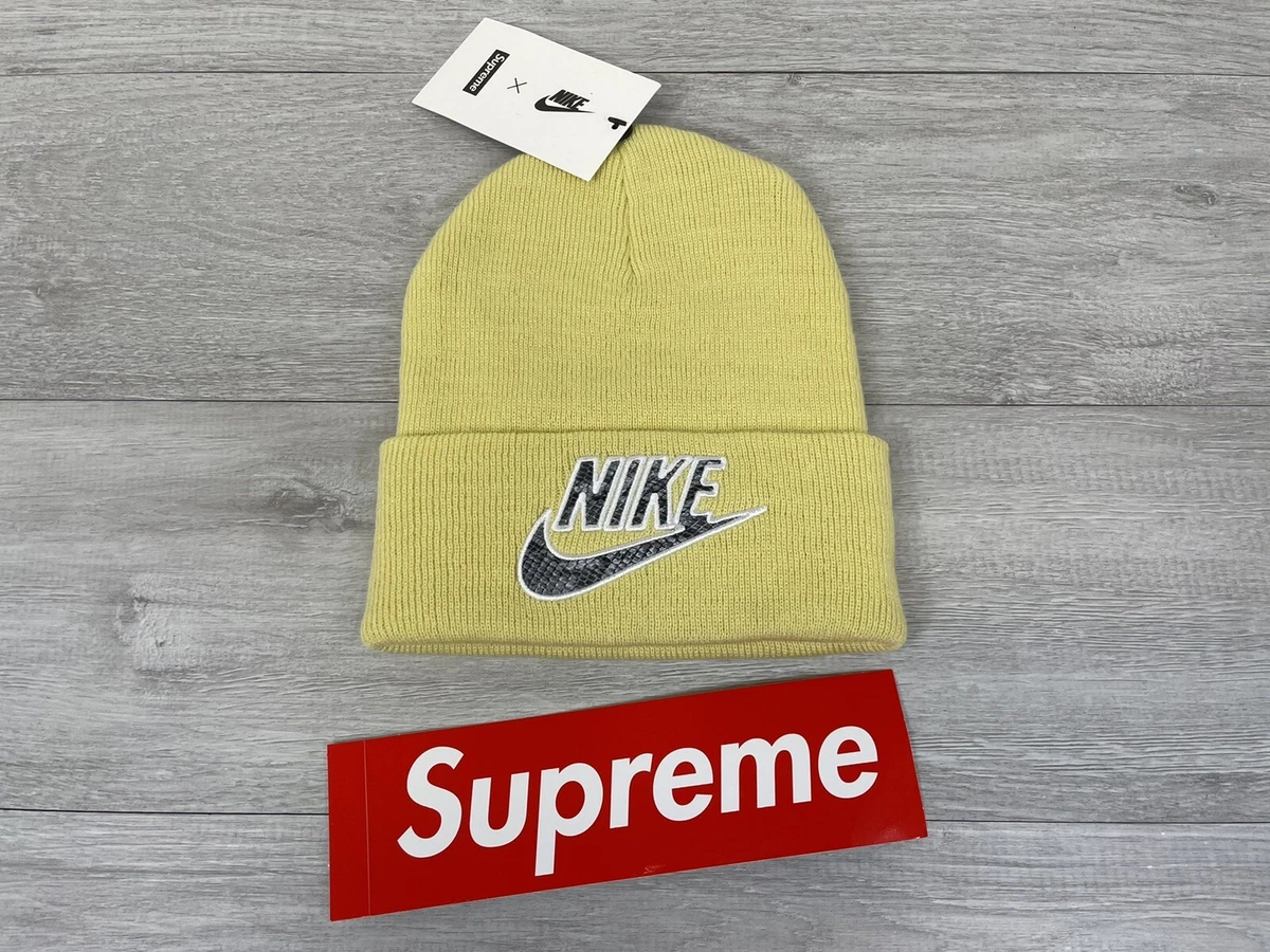 El uno al otro Posada Escribir Supreme X Nike SNAKESKIN BEANIE Pale Yellow Hat NEW - FAST AND FREE  SHIPPING ✓ | eBay