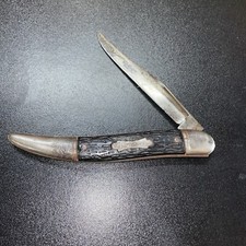Vtg Colonial Prov USA Fish-Knife Pocket Knife Single Blade 5" Closed Black USA