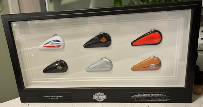 Harley Davidson Mini Gas Tanks Collectible Set of 6 in Shadow Box