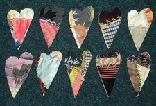 10 PRIMITIVE ANTIQUE CRAZY QUILT CUTTER QUILT HEARTS Crafts Scrapbooking CQ23-48
