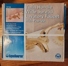 AQUASOURCE TWIN HANDLE LAVATORY FAUCET ROUGH GOLD BRASS 19756, NEW