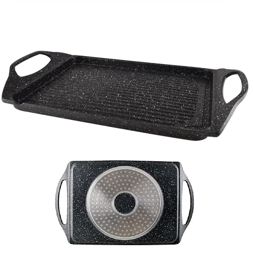 Bistecchiera in Alluminio Pressofuso 45x27cm Antiaderente Induzione Griglia Barb - Immagine 3 di 4