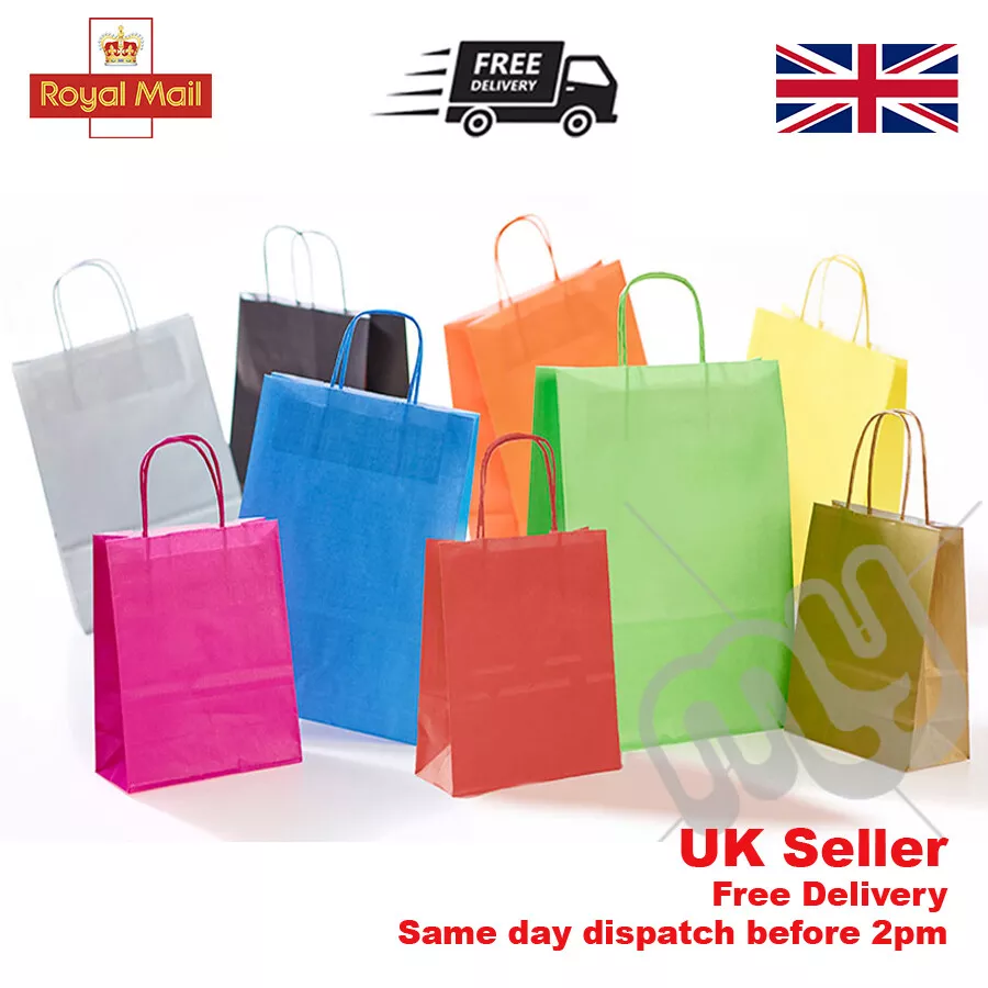 Brown paper carrier bags with twisted handles top