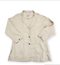Anthropologie Pilcro Women's Large Linen Blend Summer Blazer Cream Lagenlook