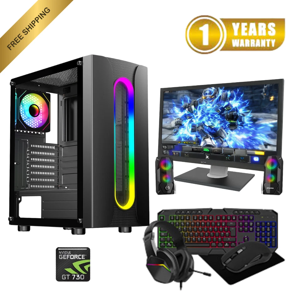 Fast Gaming PC Computer Bundle Quad Core i5 16GB RAM SSD+1TB  4GB GT730  Win 11 - Image 3 of 4