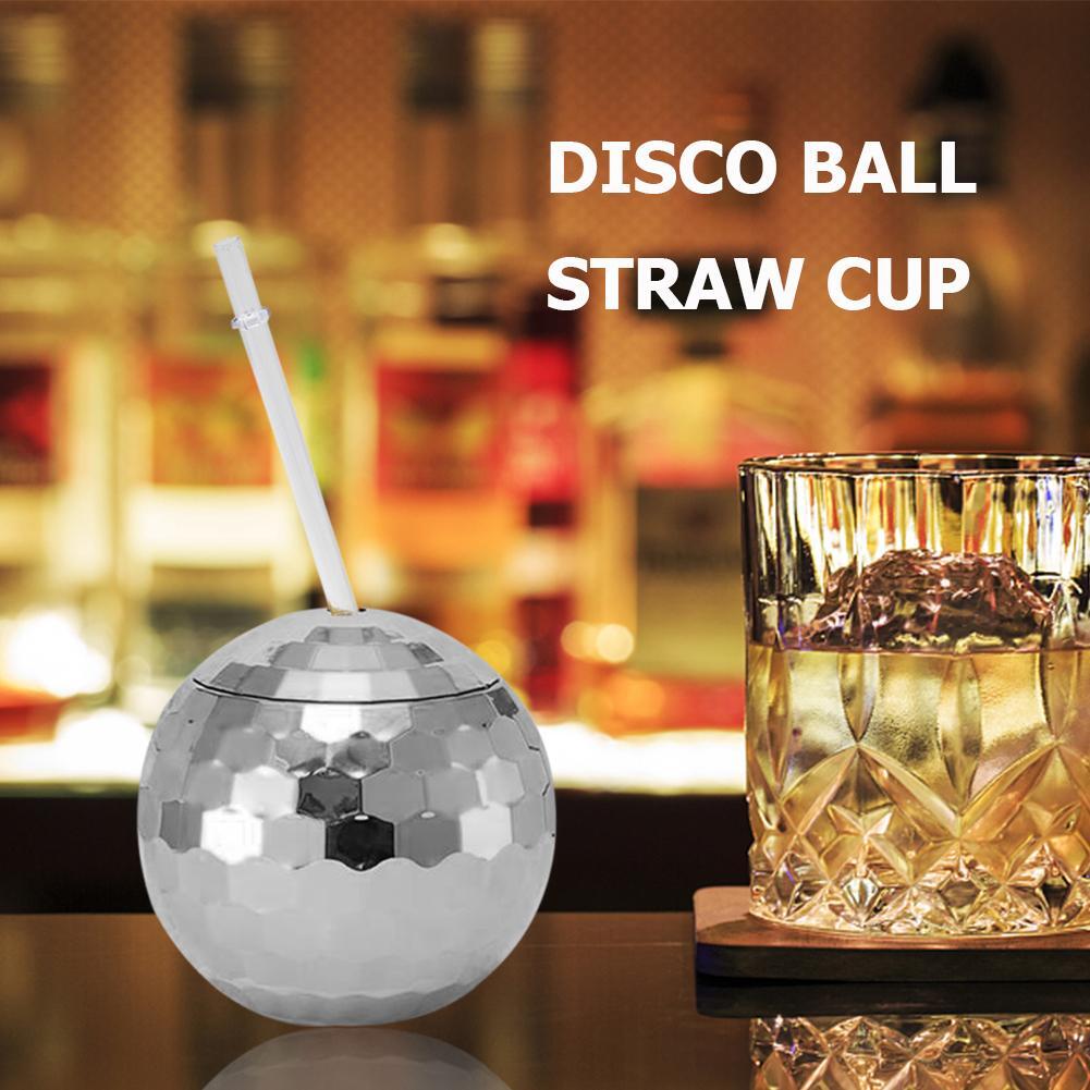 Disco Ball Cups with Straw Unique Decor Round Ball Cup for Bar Birthday