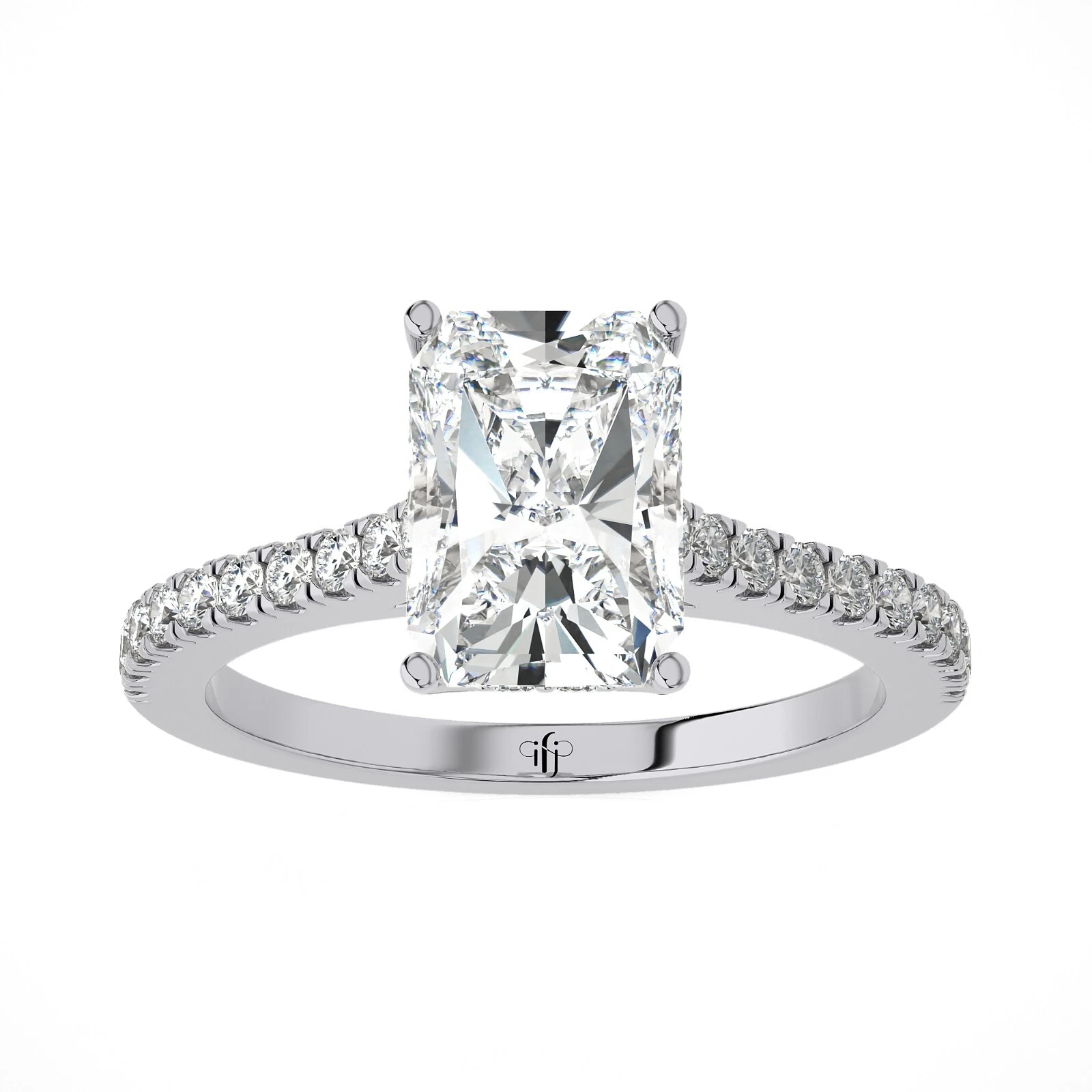 IGI Certified Lab Grown Diamond Engagement Ring 2.36ct F/VS Emerald 14k Gold image-2