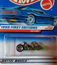 1998 Hot Wheels 💥GO KART Green💥651 First Editions 21/40 w/Chrome 5 Sp-Front MW