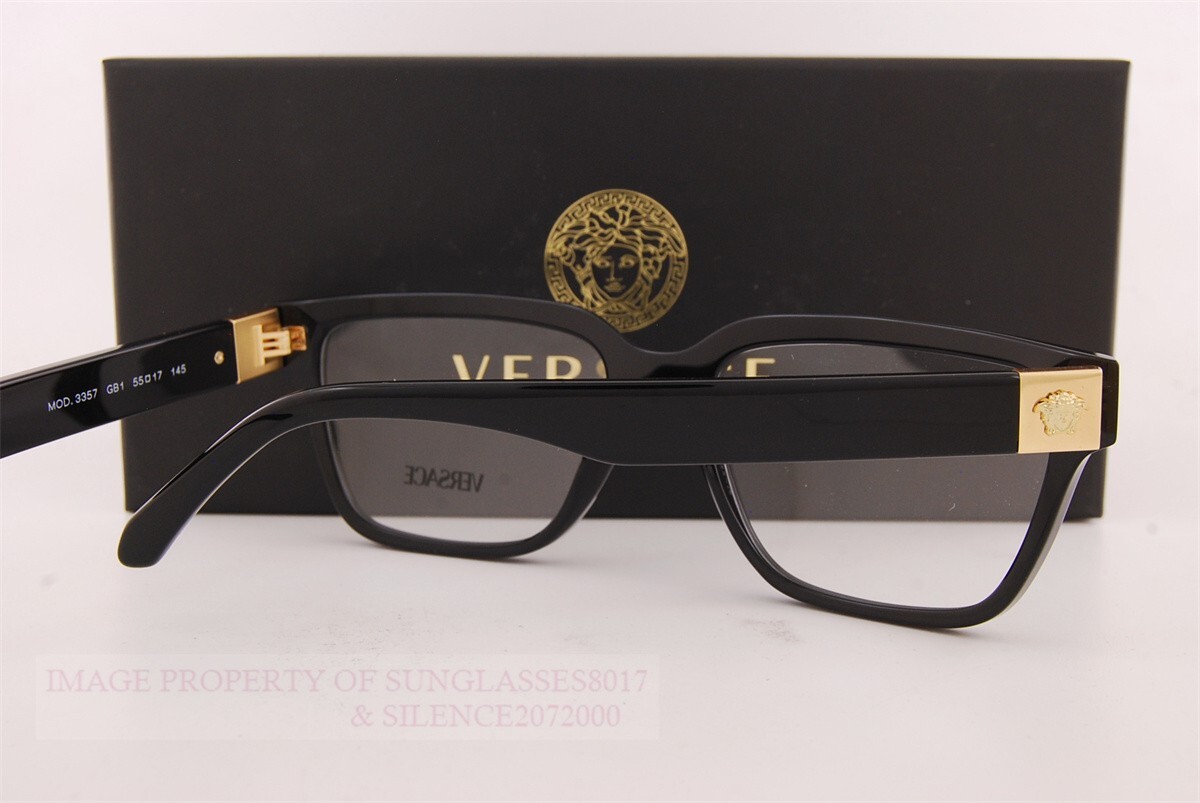 Brand New VERSACE Eyeglass Frames 3357 GB1 Black For Women